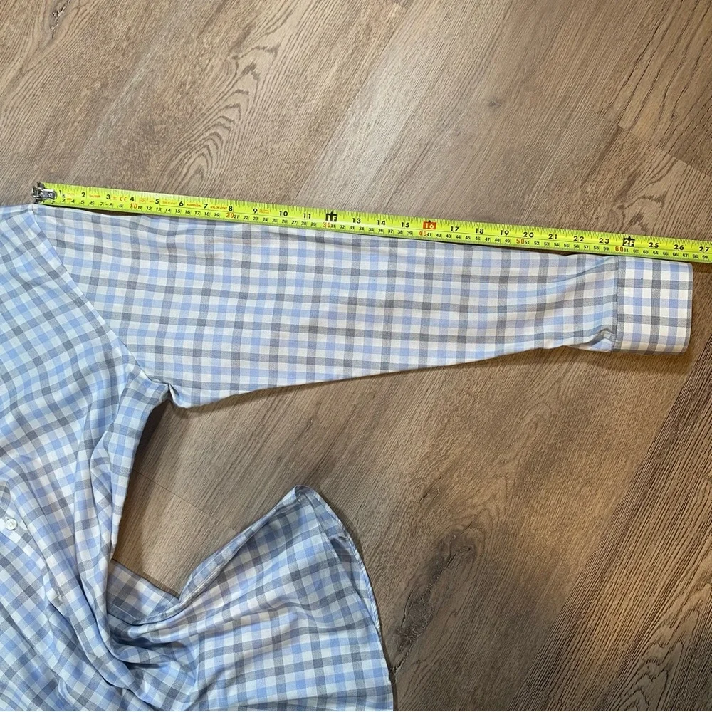 Hugo Boss Men's Dress Shirt Checkered Long Sleeve 16 1/2 34/35 Sharp Fit Blue - Picture 6 of 16